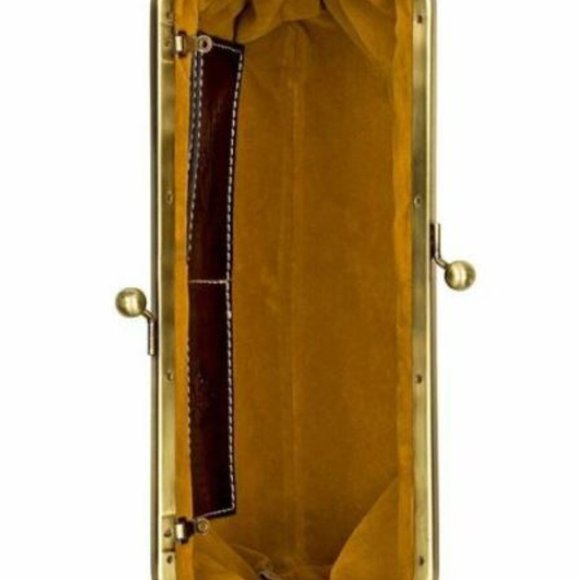 Patricia Nash Metallic Python Potenaz Clutch Bag Handbag Purse Gold